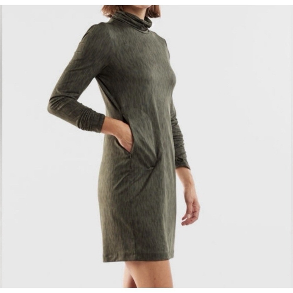 Long Sleeve Title Nine The Getaway Turtle Neck Dress Flatlands‎ Green S Hike